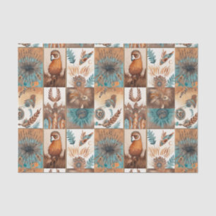 Cool Boho Western tiled pattern decoupage  Tissue Paper
