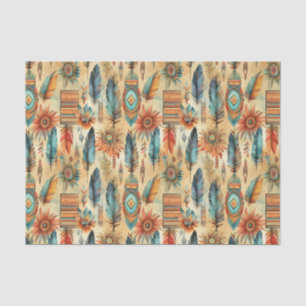 Cool Boho Western tiled pattern decoupage Tissue Paper
