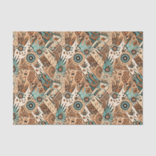Cool Boho Western tiled pattern decoupage Tissue Paper
