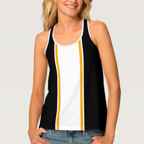 Cool Bold Black White Center Yellow Pinstripes Tank Top