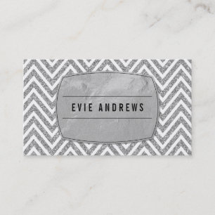 COOL bold chevron pattern silver foil glitter gray Business Card