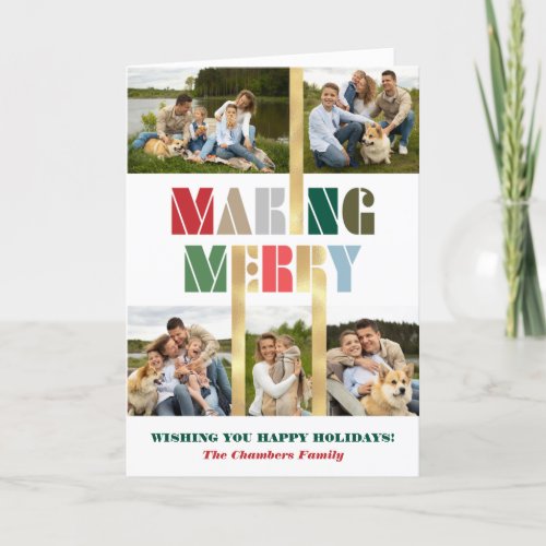 Cool Bold Colorful Making Merry Multiphoto  Holiday Card