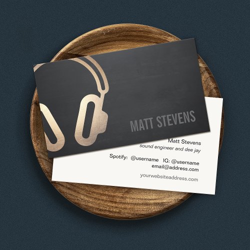 Cool Bold DJ Gold Headphones Black Music Business Card