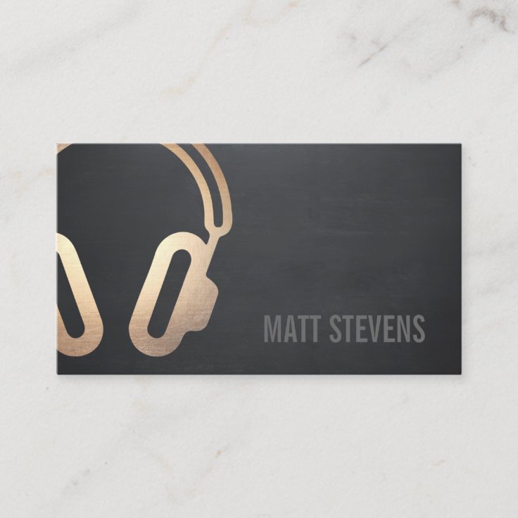 Cool Bold DJ Gold Headphones Black Music Business Card Zazzle