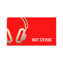 Cool Bold DJ Gold Headphones Red Music Business Card