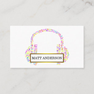 Cool Bold DJ Headphones Colorful Music Business Card