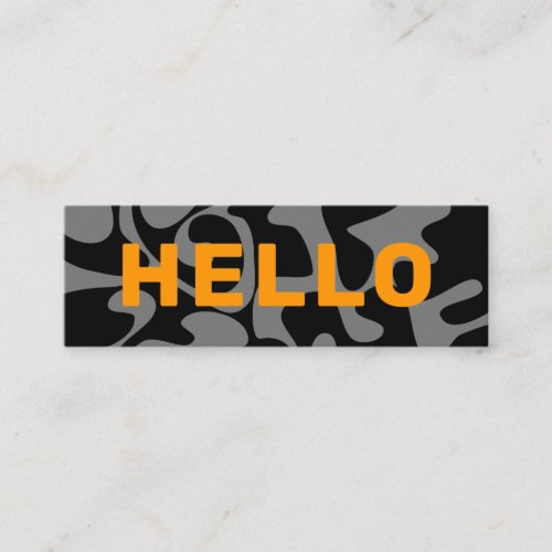 Cool Bold Font Modern Black Gray Orange Hello Mini Business Card