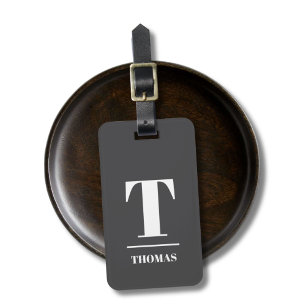 Cool Bold Monogram Dark Grey White  Luggage Tag