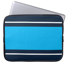 Cool Bold Nautical Navy Sky Blue Racing Stripes  Laptop Sleeve