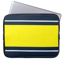 Cool Bold Navy Vivid Yellow White Racing Stripes Laptop Sleeve