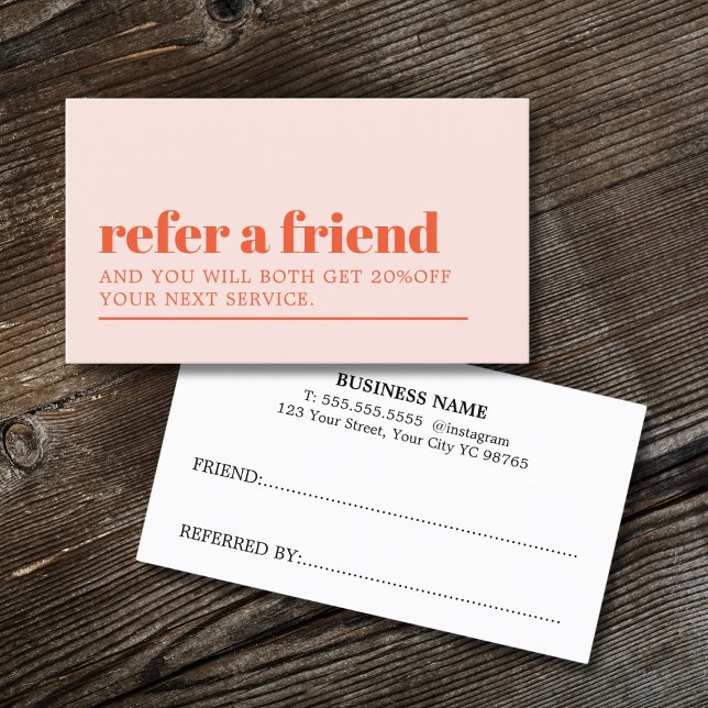 Cool Bold Pastel White Beauty Salon Referral Card (Creator Uploaded)