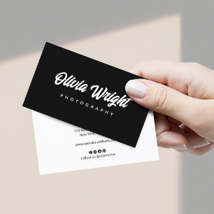 Cool Bold Signature Script, Black Professional Business Card