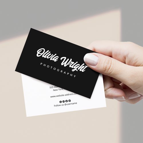 Cool Bold Signature Script  Black Professional  Business Card