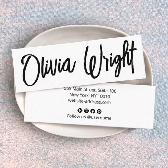 Cool Bold Signature Script Typography Modern White Mini Business Card (Creator Uploaded)