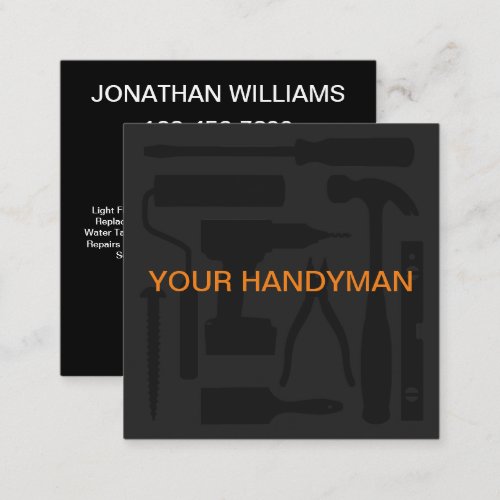 Cool Bold Simple Handyman Construction Square Business Card