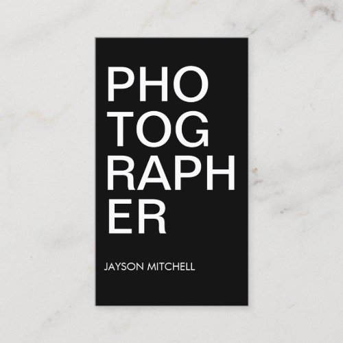 Cool Bold Type Black and White Photographer Business Card