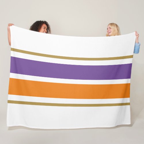 Cool Bold Vibrant Purple Orange Racing Stripes Fleece Blanket