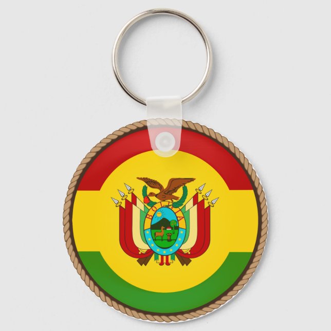 Cool Bolivia Flag Seal Keychain (Front)
