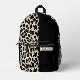 Cool Bone Beige Brown Black Leopard Print Teens Printed Backpack