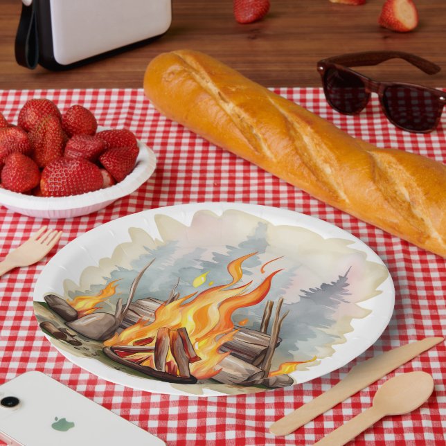cool bonfire lovers party paper plates (Picnic)