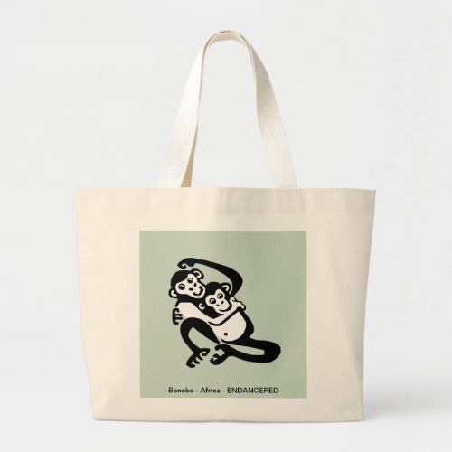 Cool  BONOBO _ Chimpanzee _ Primate _ Green Large Tote Bag