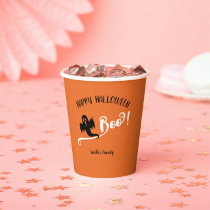 Cool Boo Little Ghost Happy Halloween Orange Paper Cups