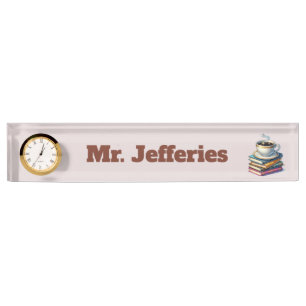 Cool books coffee Teacher's Desk Name Plate