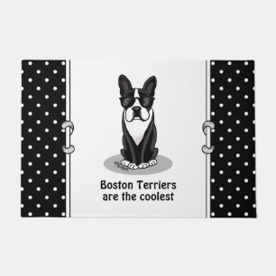 Cool Boston Terrier Dog (black) with Sunglasses Doormat