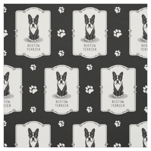 Cool Boston Terrier Dog (black) with Sunglasses Fabric