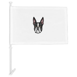 Cool Boston Terrier Face Car Flag