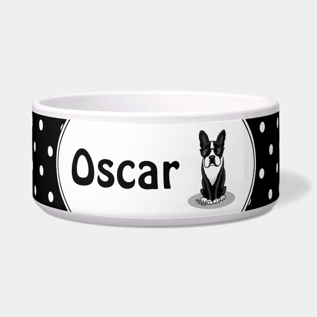 Cool Boston Terrier with Sunglasses (black) Bowl (Front)