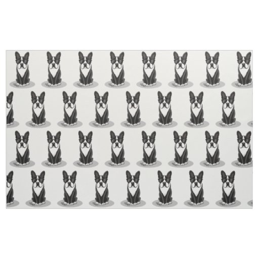 Cool Boston Terrier with Sunglasses (black) Fabric