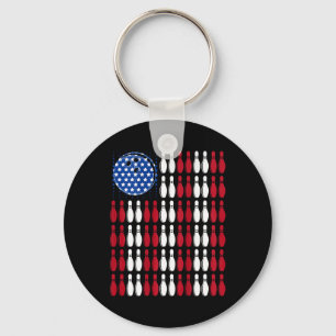 Cool Bowling Bowler Men Women Team American Flag ( Keychain