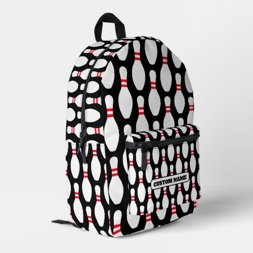 Cool bowling pin pattern backpack with custom name