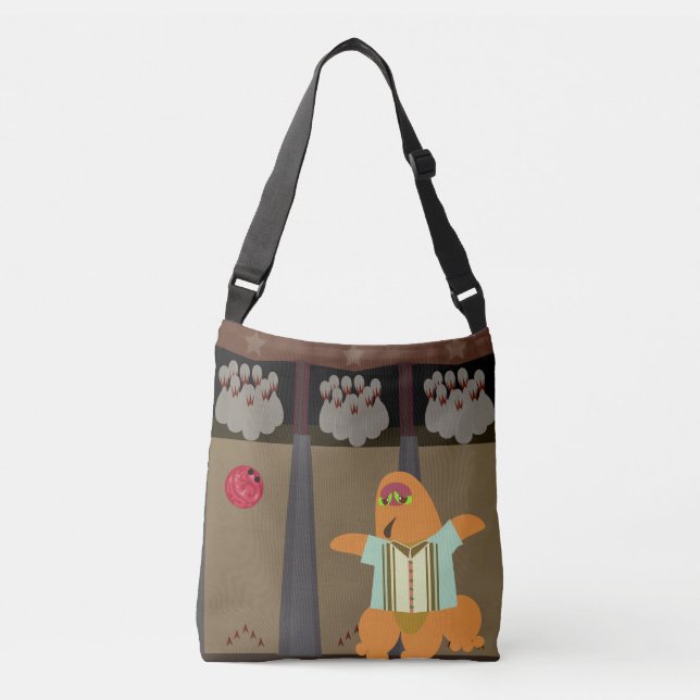Cool Bowling Team Monster Cartoon Art Design Crossbody Bag (Front)