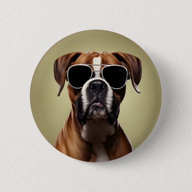 Cool Boxer Dog Button (Front)