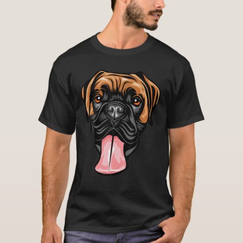 Cool Boxer Dog Face T_Shirt