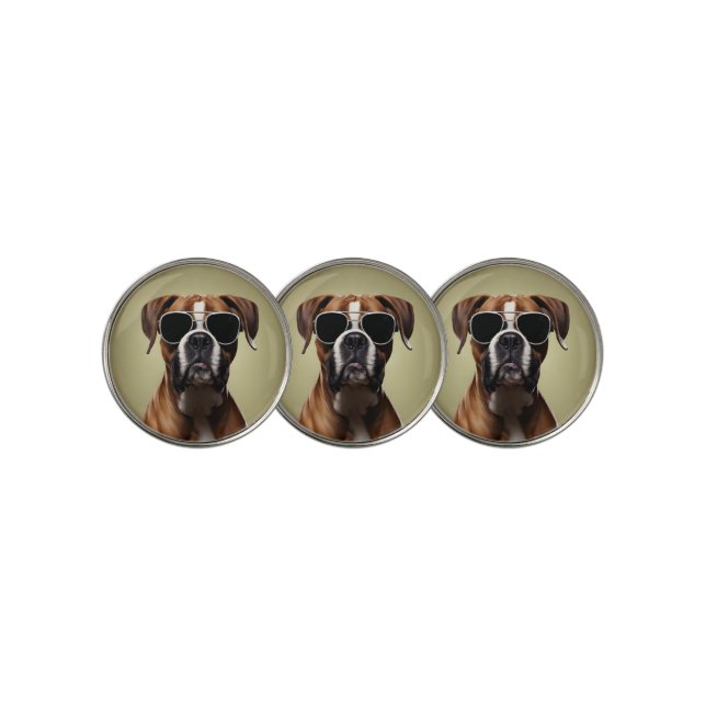 Cool Boxer Dog Golf Ball Marker (3 Up)