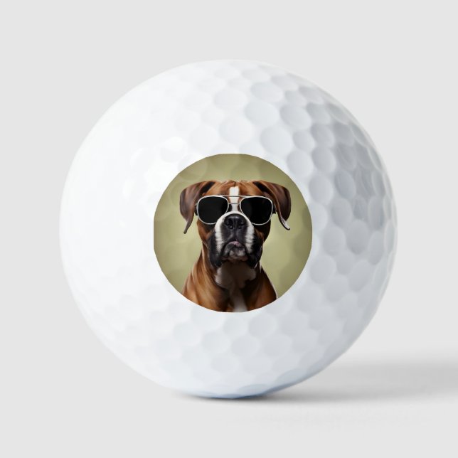 Cool Boxer Dog Golf Balls (Front)