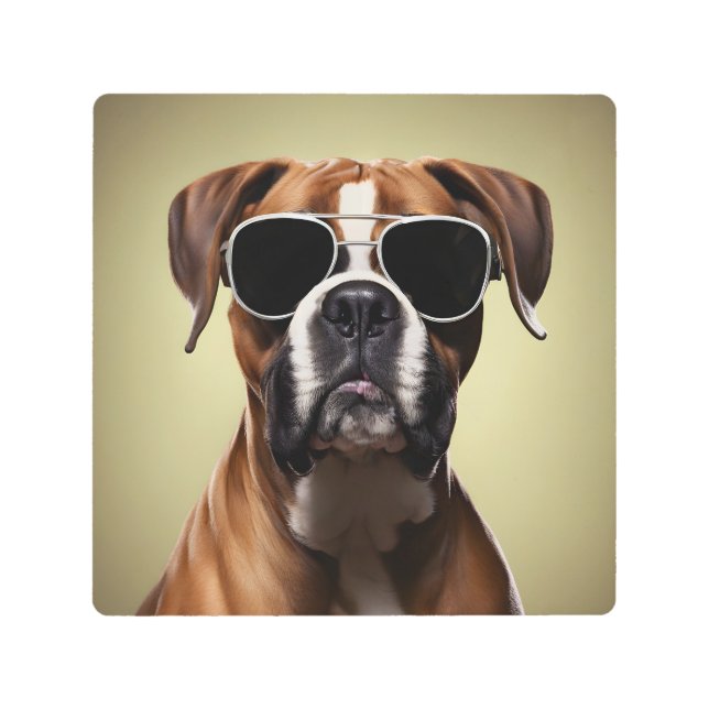 Cool Boxer Dog Metal Print (Front)