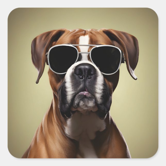 Cool Boxer Dog Square Sticker (Front)