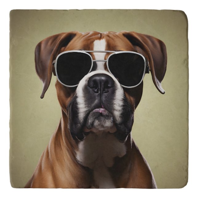 Cool Boxer Dog Trivet (Front)