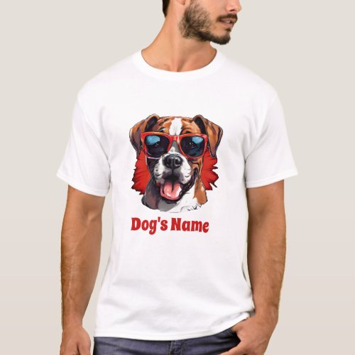 Cool Boxer Dog With Sunglasses T_Shirt