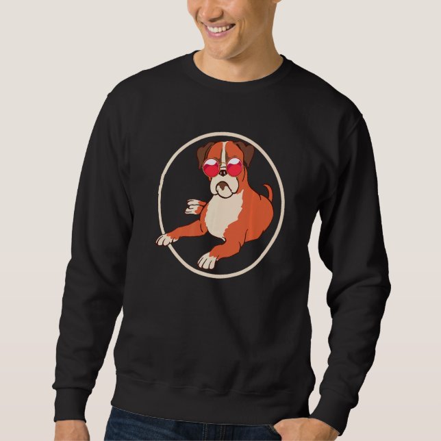 Cool Boxer Sunglasses Animal Pet Dog Owner Boxer Sweatshirt (Front)
