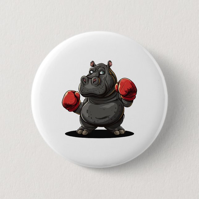 Cool Boxing Athlete Costume For Hippo And Animals  Button (Front)