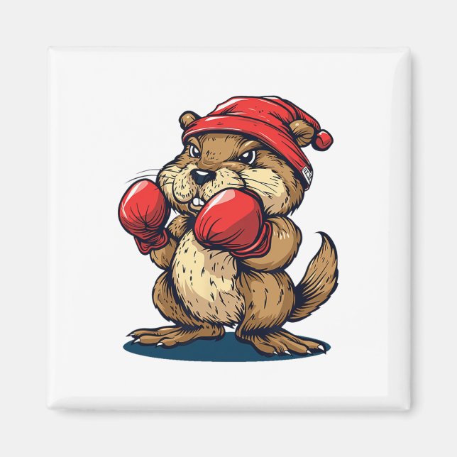 Cool Boxing Beaver With Gloves For A Knockout Appe Magnet (Front)