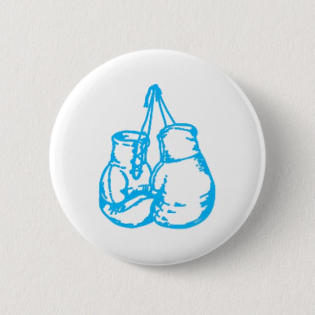 Cool Boxing Blue Sign With Gloves  Button (Front)