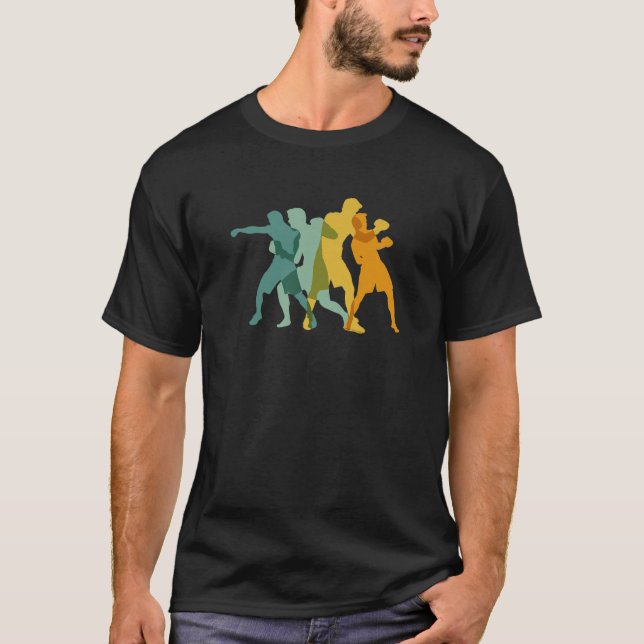 Cool Boxing Design In Retro Colors - Boxing T-Shirt (Front)