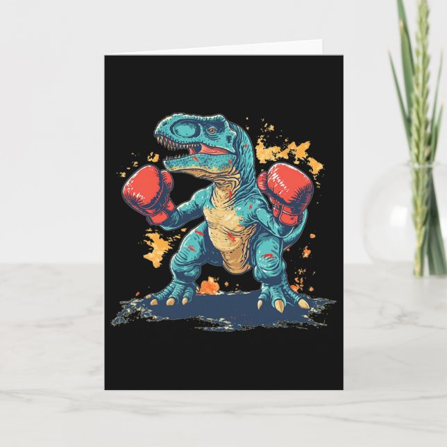 Cool Boxing Gloves With Dinosaur  Card (Front)