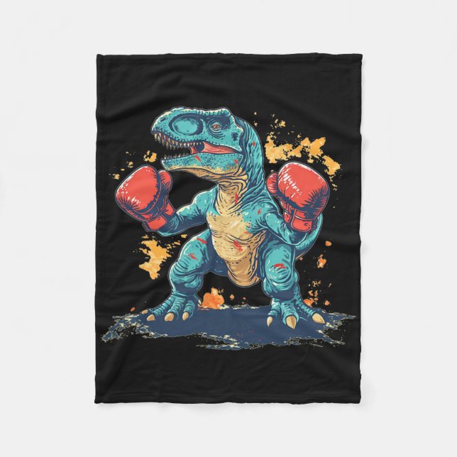 Cool Boxing Gloves With Dinosaur  Fleece Blanket (Front)